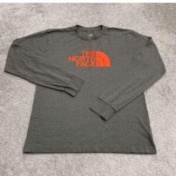 The North Face Gray Long Sleeve Tee with orange Logo XXL - Picture 1 of 3